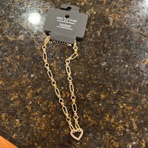 Area Stars 24k Goldplated and Glads crystal Heart Pendant Chain Necklace